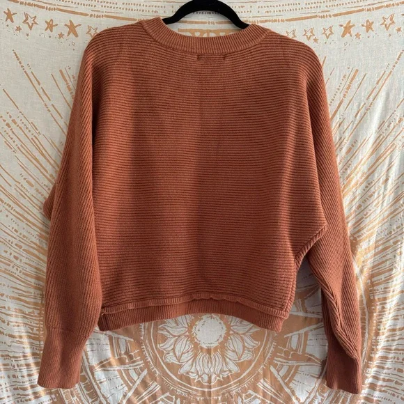 Lulus Fireside Flirt Rust Brown Ribbed Cropped Pullover Sweater size small - Picture 7 of 10